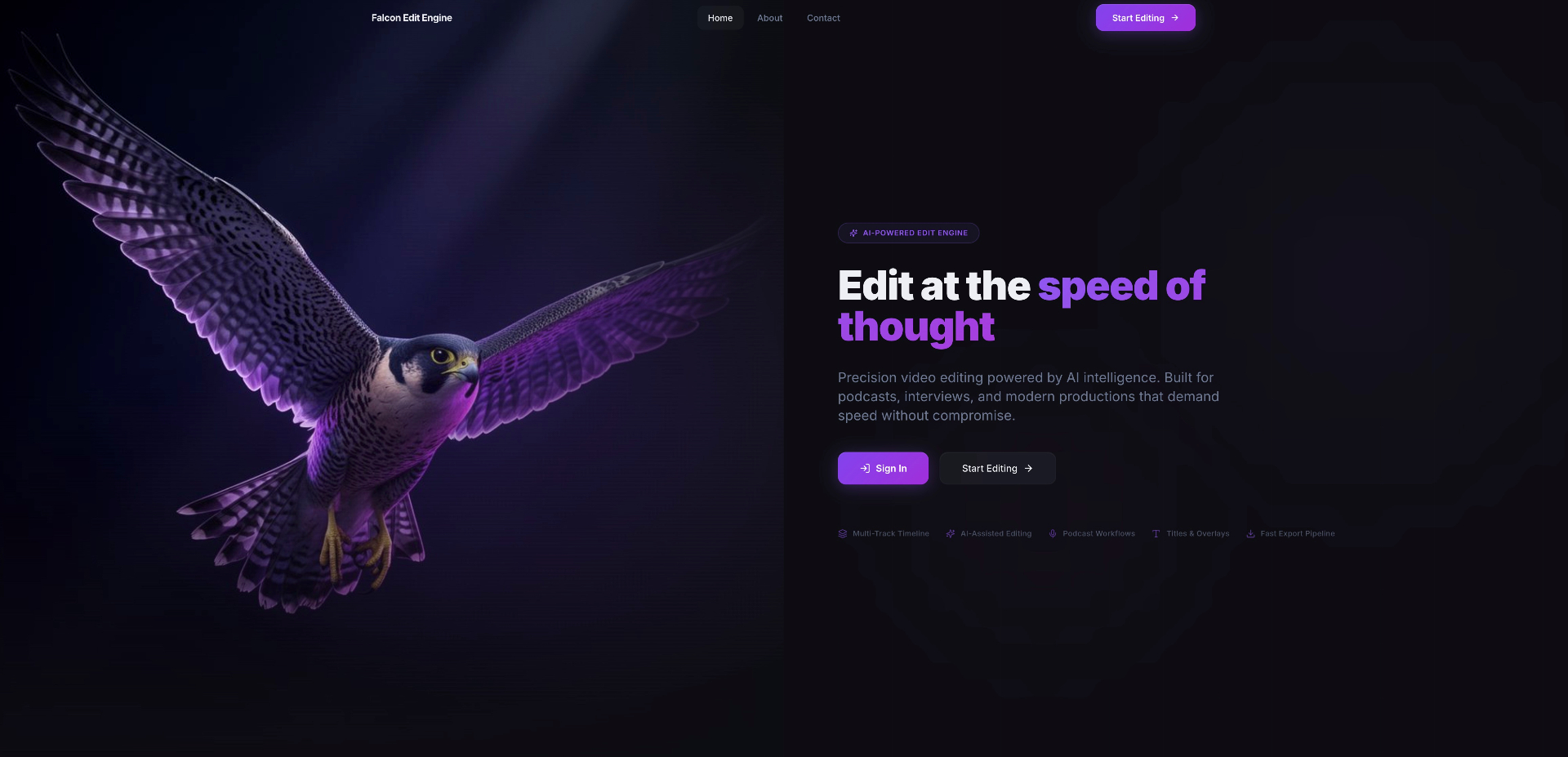 Falcon Edit Engine — AI Video Editor for Podcasts & Video Production